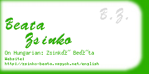 beata zsinko business card